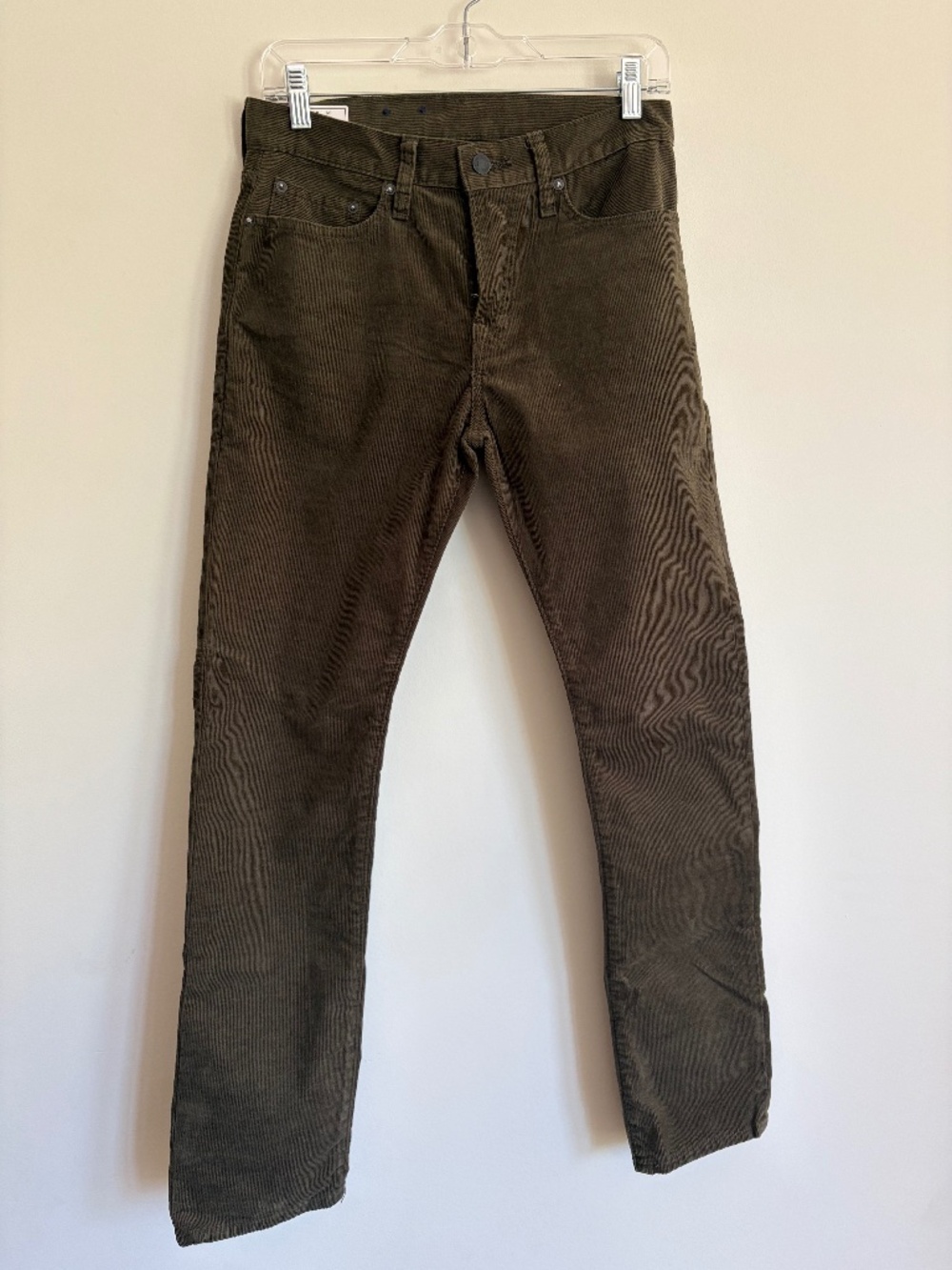GAP Slim Fit Corduroy Pants Mens 28x30 Olive Straight Leg Casual